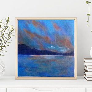 Cool landscape painting, oil paint, 6"x6"